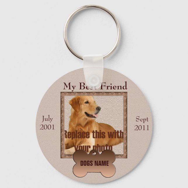 Dog Memorial in Beautiful Brown Tones Key Ring (Front)