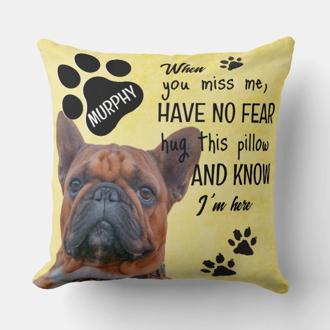  Dog memorial keepsake -add your own photo & name Cushion (Front)