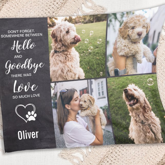 Dog Memorial Keepsake Sympathy Pet Photo Collage Fleece Blanket (Creator Uploaded)