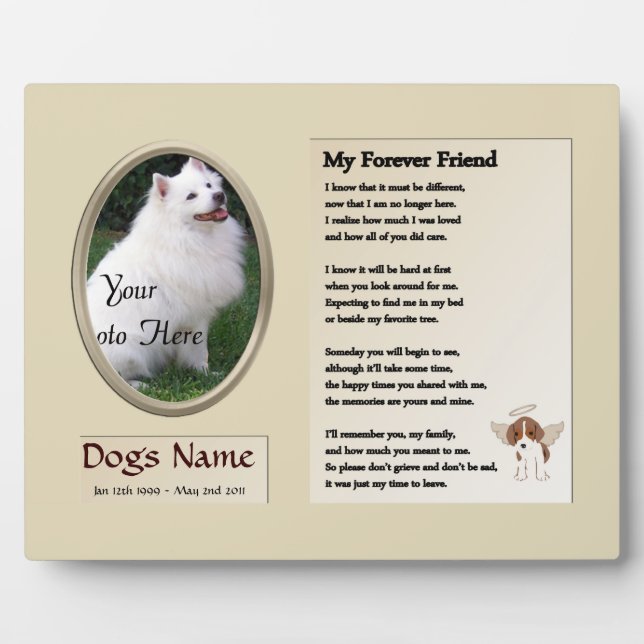 Dog Memorial - My Forever Friend - Beige Plaque (Front)