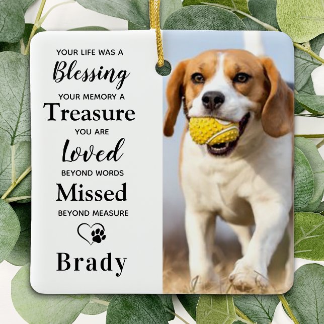 Dog Memorial Personalised Pet Loss Gift 2 Photo Ceramic Ornament (Creator Uploaded)