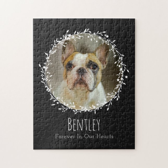 Dog Memorial Pet Loss Keepsake Two Photo Wreath Jigsaw Puzzle (Vertical)