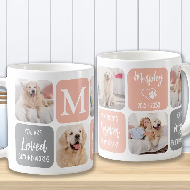 Dog Memorial Pet Loss Modern Trendy Photo Collage Coffee Mug (Creator Uploaded)