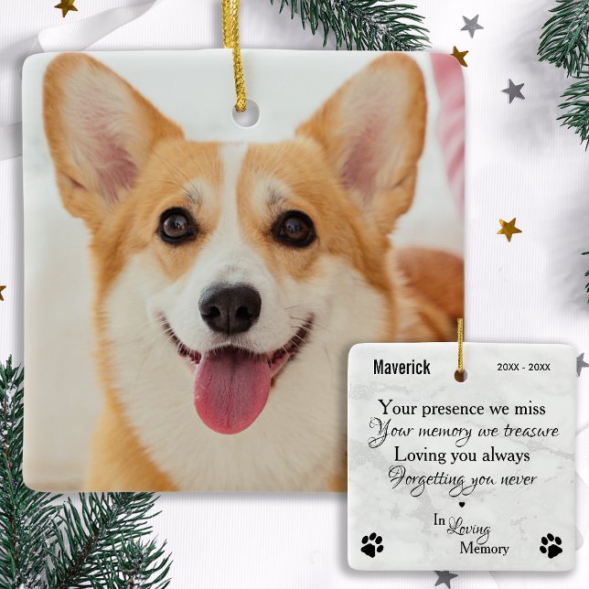 Dog Memorial Pet Loss Personalised Sympathy Photo  Ceramic Ornament (Creator Uploaded)