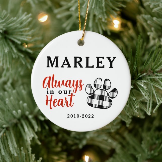 Dog Memorial Photo back Ceramic Ornament (Tree)