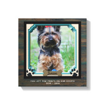 Dog Memorial PHOTO Canvas Paw Print On Our Hearts