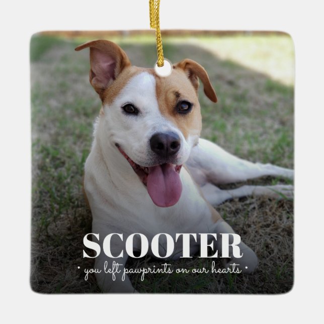 Dog Memorial Photo Ceramic Ornament (Front)