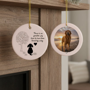 Dog Memorial Photo Greater Joy Quote Rescue Ceramic Tree Decoration