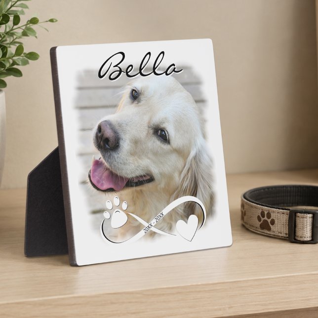 Dog Memorial Photo Paw Heart Infinity Keepsake Plaque (Creator Uploaded)