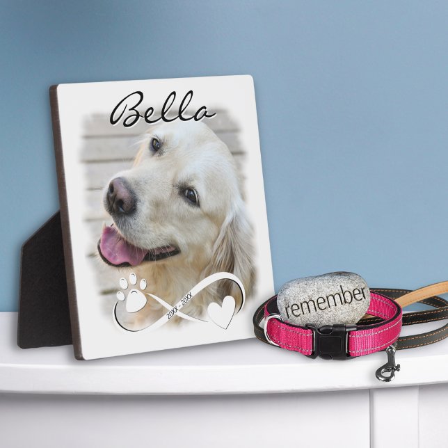 Dog Memorial Photo Paw Heart Infinity Keepsake Plaque (Creator Uploaded)