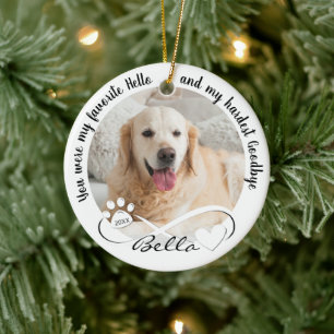 Dog Memorial Quote 2 Photo Pawprint Heart Infinity Ceramic Tree Decoration