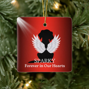 Dog Memorial Simple Angel Wings Keepsake Ceramic Ornament
