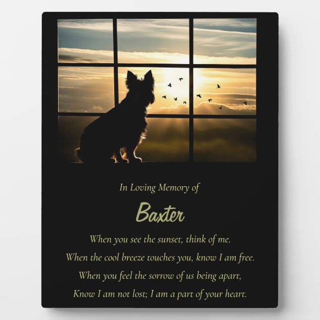 Dog Memorial Spiritual Poem Sunset Custom Name Plaque (Front)