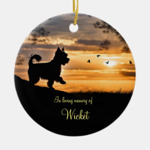 Dog Memorial Yorkie Yorkshire Terrier Custom Name Ceramic Tree Decoration