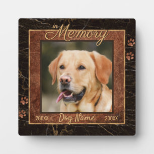 Dog Memory Marble Rustic Gold Square Keepsake Plaque