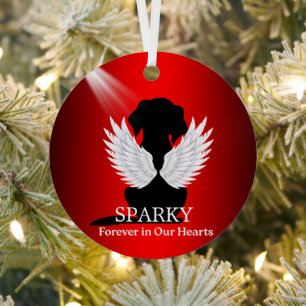 Dog Memory Simple Red Angel Wings Keepsake  Metal Tree Decoration