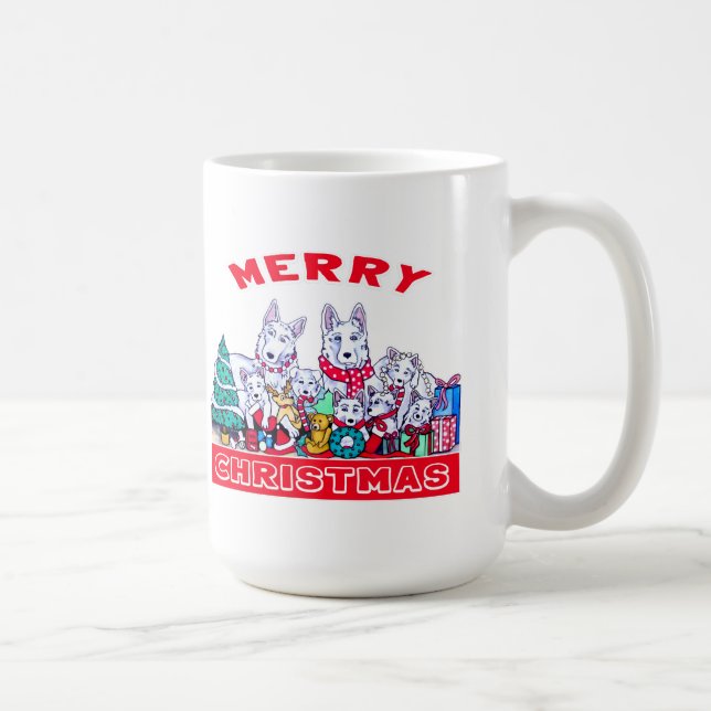 Dog Merry Christmas White Shepherd Holiday GSD Fun Coffee Mug (Right)
