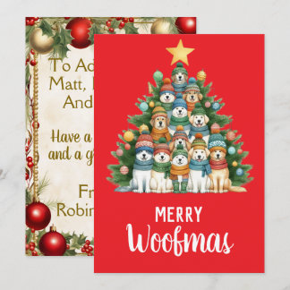 Dog Merry Woofmas Christmas Tree Holiday Card