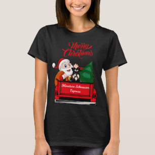 Dog Minature Schnauzer With Santa Claus In Red Tru T-Shirt