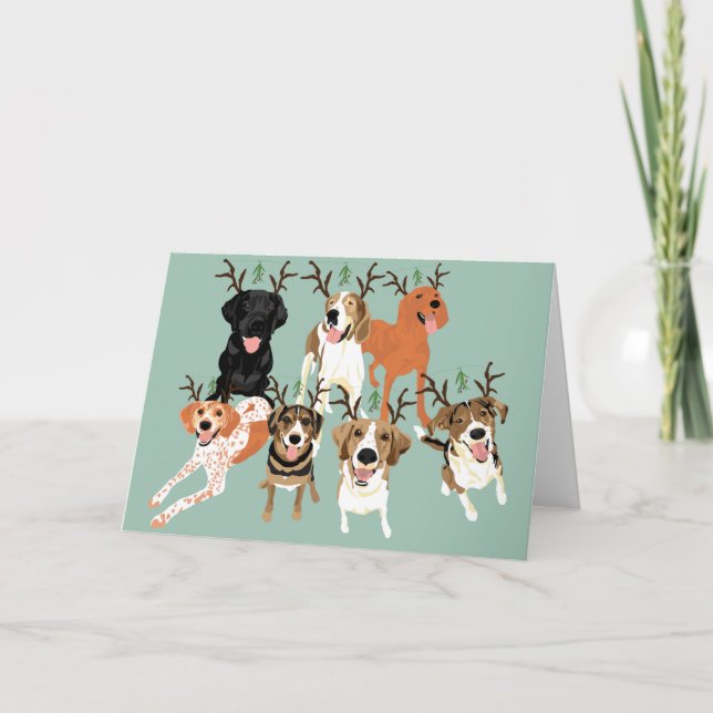 Dog Mistletoe Holiday Card (Front)
