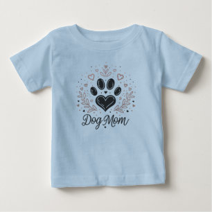 Dog Mom Baby Toddler Paw Heart T-Shirt