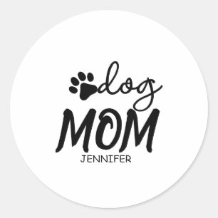 Dog Mom custom name gift Classic Round Sticker