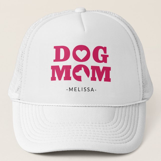 Dog Mom Custom Name Personalized Trucker Hat (Front)
