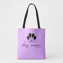 dog mom customizable lilac tote bag