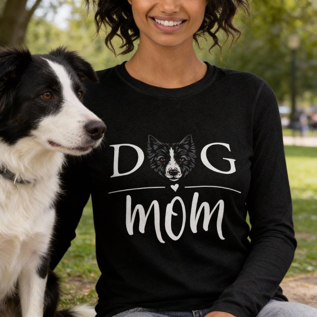Dog Mom Cute Border Collie Tri-Blend Shirt (border-collie dog mom shirt)