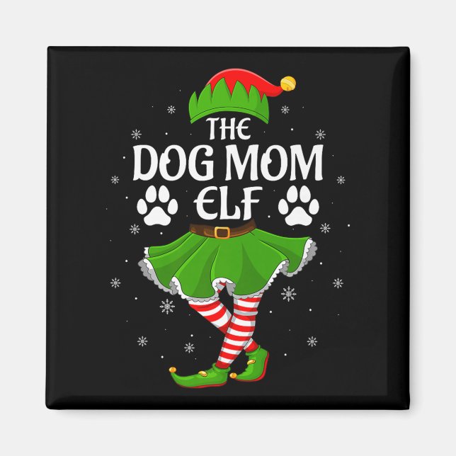 Dog Mom Elf Christmas Family Girls Women Elf Squad Magnet (Front)