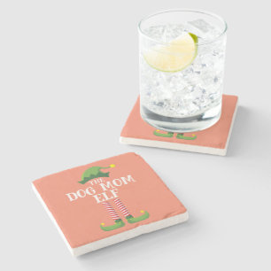 Dog Mom Elf Matching Family Group Christmas Party Stone Coaster