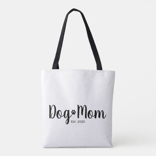 Dog Mom Established Gift Tote Bag (Back)