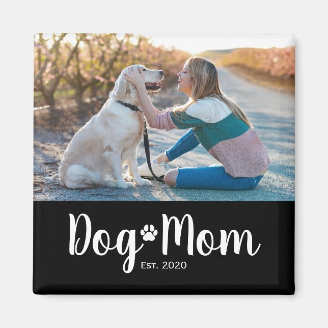 Dog Mom Established Photo Gift Magnet (Front)