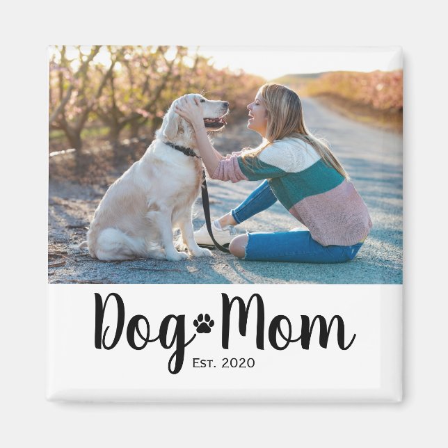 Dog Mom Established Photo Gift Magnet (Front)