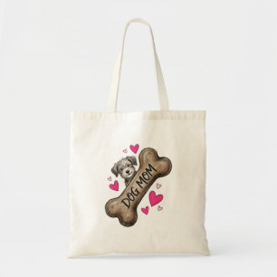 Dog Mom Gray Dog Bone Tote Bag