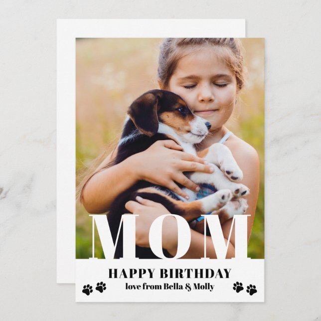 Dog Mom Happy Birthday Modern Personalized Photo (Front/Back)