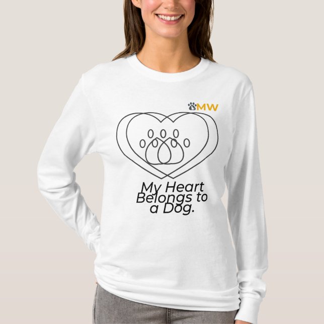 Dog Mom Heart Long Sleeve Shirt – Pet Lover Gift (Front)