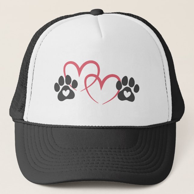 Dog Mom Heart Paws Art | Rescue Dogs Lover Mama Trucker Hat (Front)