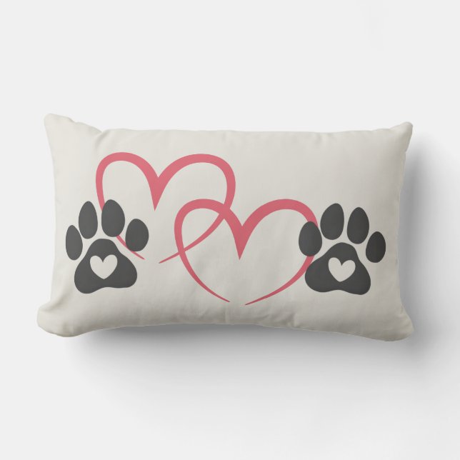 Dog Mom Heart Paws Art | Rescue Mama Dogs Lover Lumbar Cushion (Front)