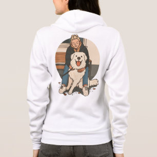 Dog Mom Hugging Fluffy Puppy Cute Pet Moment Hoodie