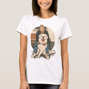 Dog Mom Hugging Fluffy Puppy Cute Pet Moment T-Shirt