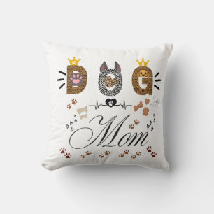 Dog Mom Leopard Print Paw Design/Leopard Dog Mom Cushion
