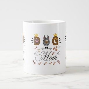 Dog Mom Leopard Print Paw Design/Leopard Dog Mom Large Coffee Mug