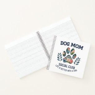 Dog Mom Paw Floral Notebook