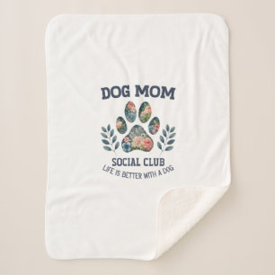 Dog Mom  Paw Floral  Sherpa Blanket
