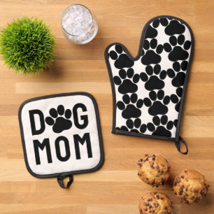Dog Mom Paw Prints Oven Mitt & Pot Holder Set