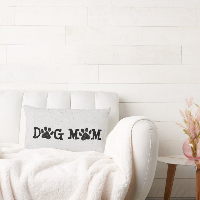 DOG MOM Pawprints Polka Dots Lumbar Cushion (Couch)