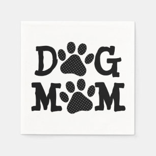DOG MOM Pawprints with Polka Dots   Napkin