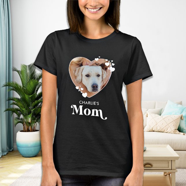 Dog MOM Personalise Dog Lover Cute Heart Pet Photo T-Shirt (Creator Uploaded)