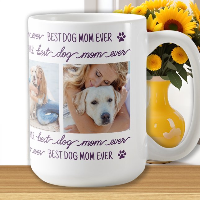 DOG MOM Personalised 4 Photo Collage Coffee Mug (Creator Uploaded)
